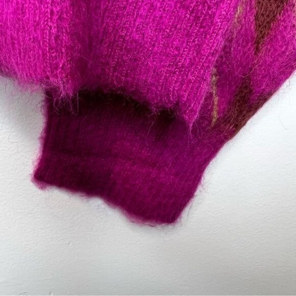 Daydreamer fuchsia Sunset Argyle Plaid Cropped Cardigan Sweater, Size Small NWT - Picture 8 of 10